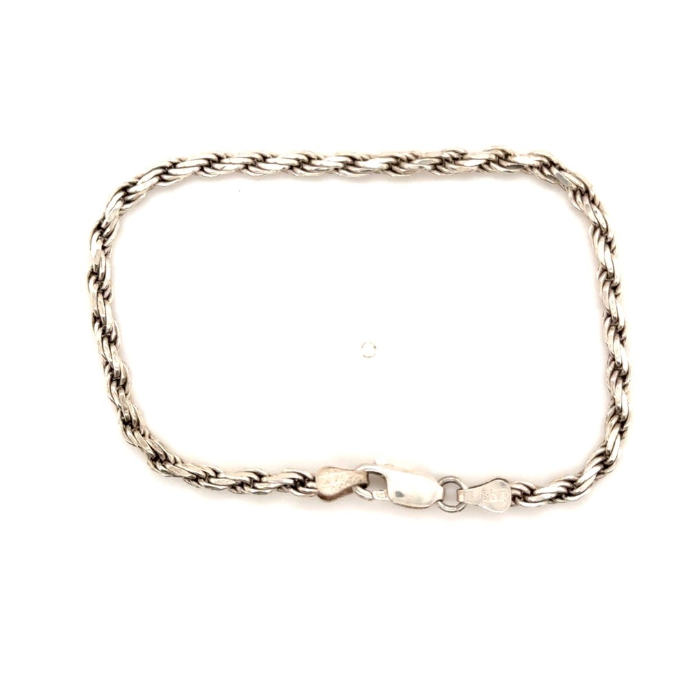 Sterling Silver‎ 925 Rope Chain Bracelet 7.25 Inch 6.4g Lobster Clasp Italy